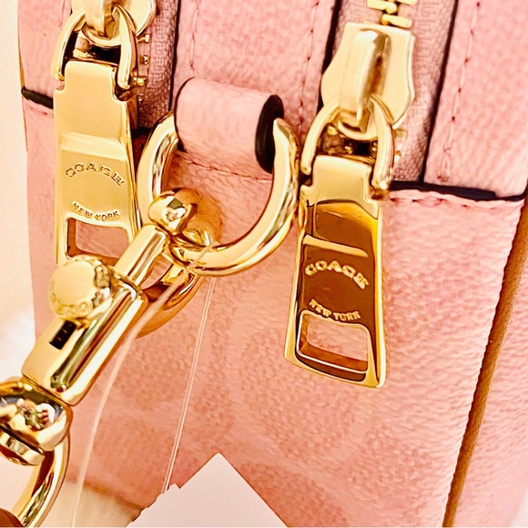 Coach Pink Powder Pink Crossbody Bag with Tan Accent Card Holder - Picture 6 of 10